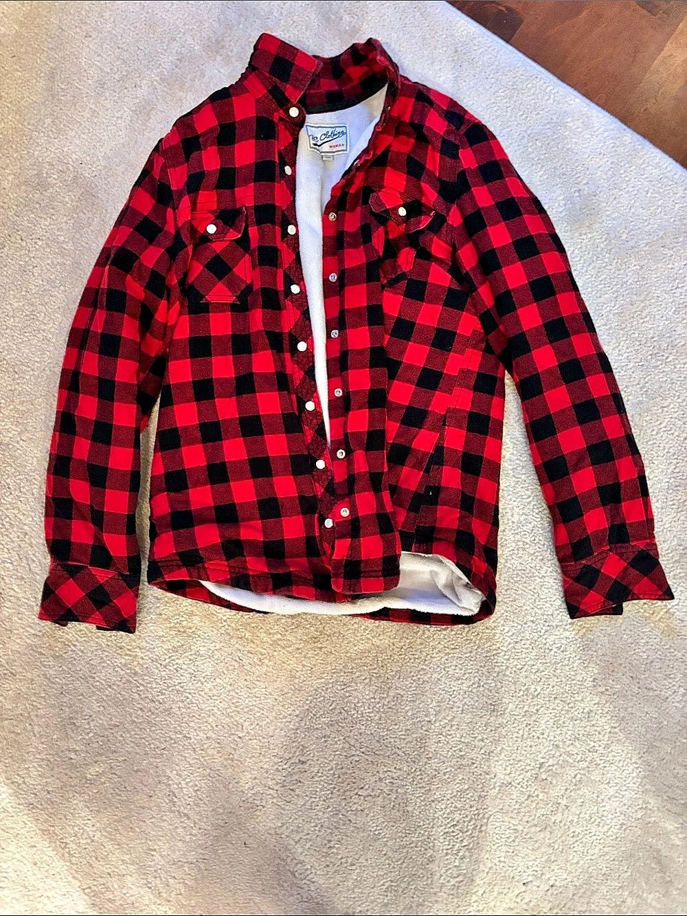 No Boundaries Plaid Button Down in Red & Black